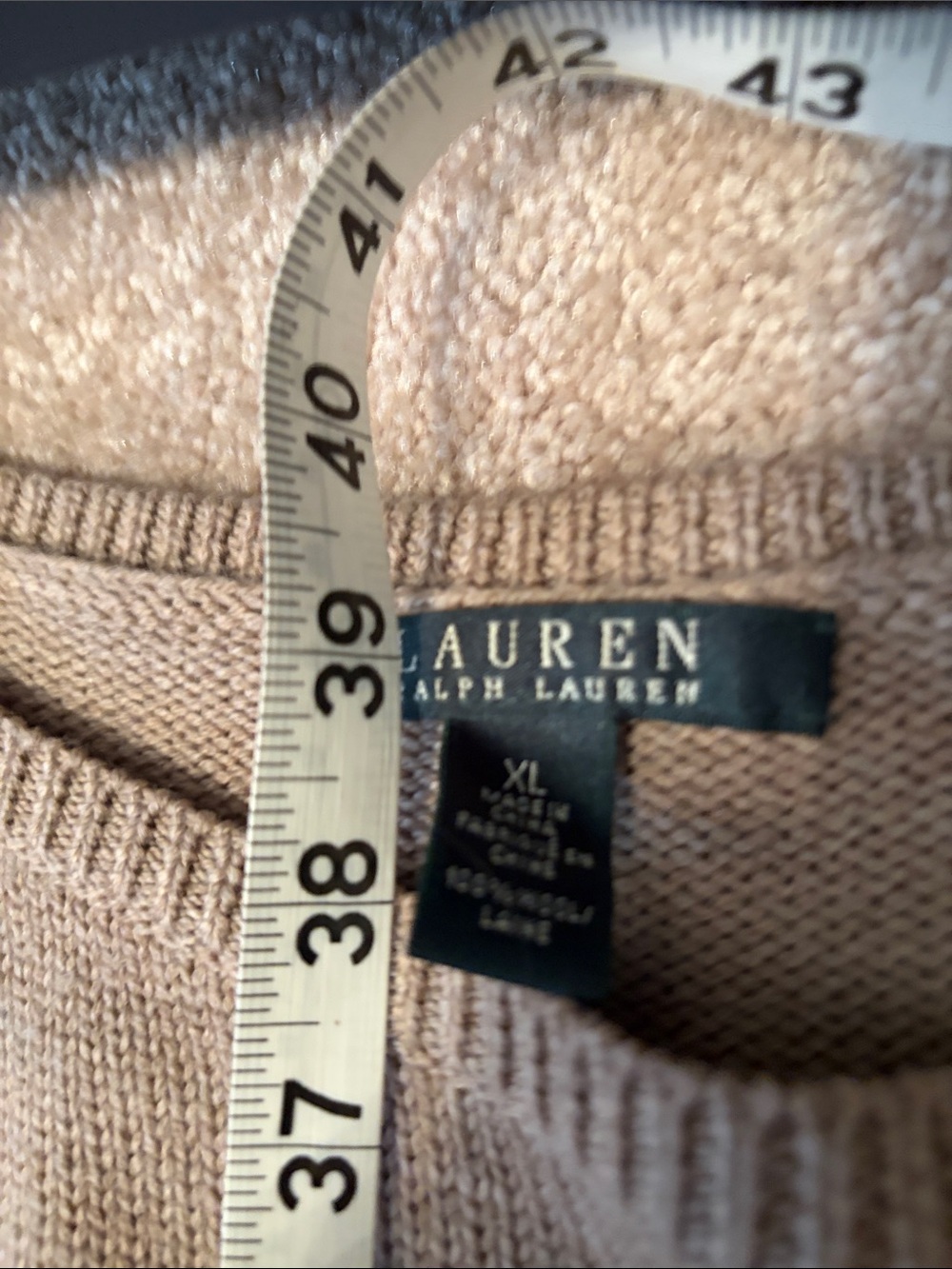 Ralph Lauren Tan Long-Sleeve Wool Knit Dress XL - Picture 4 of 5